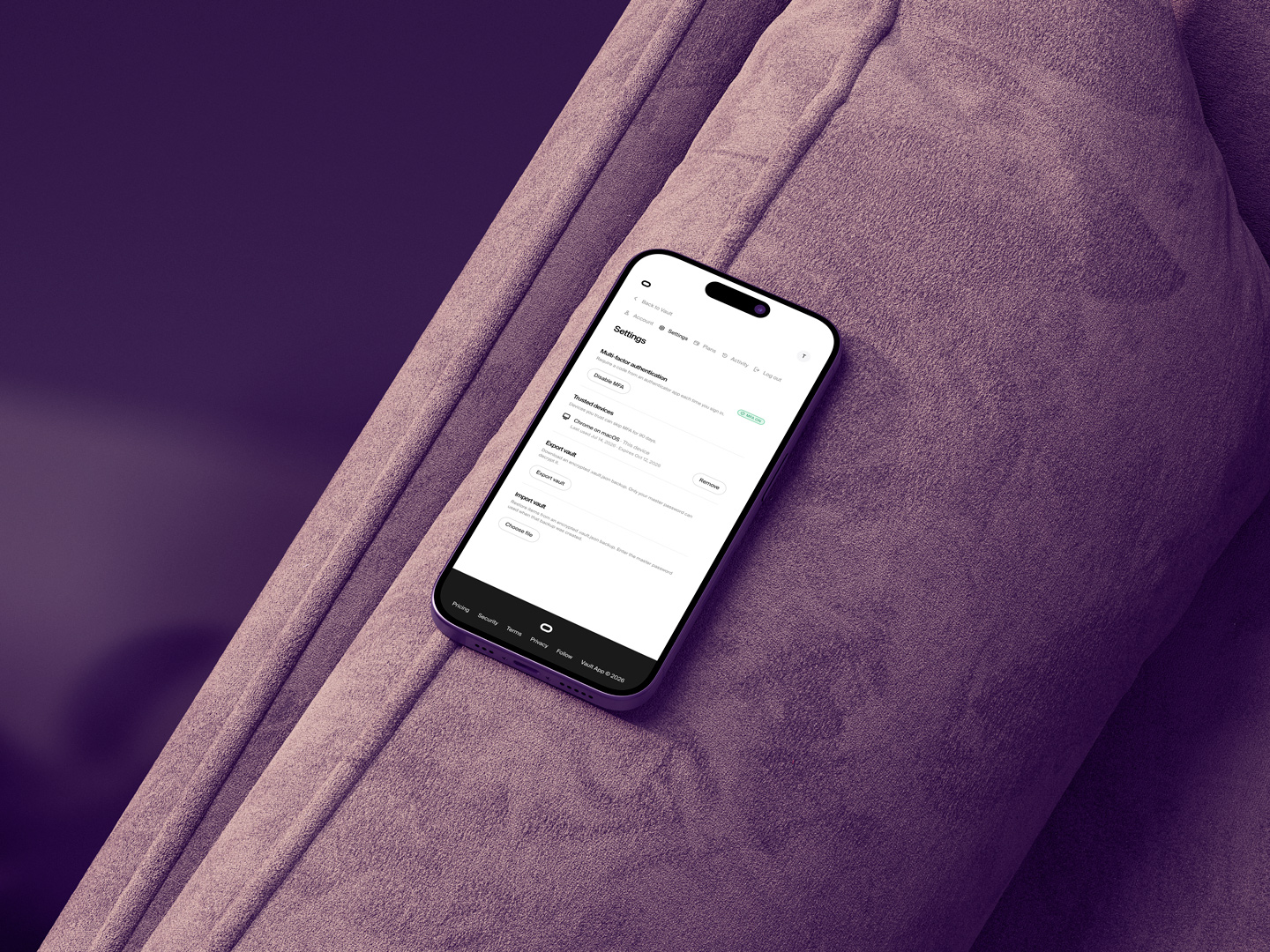 Vault App settings